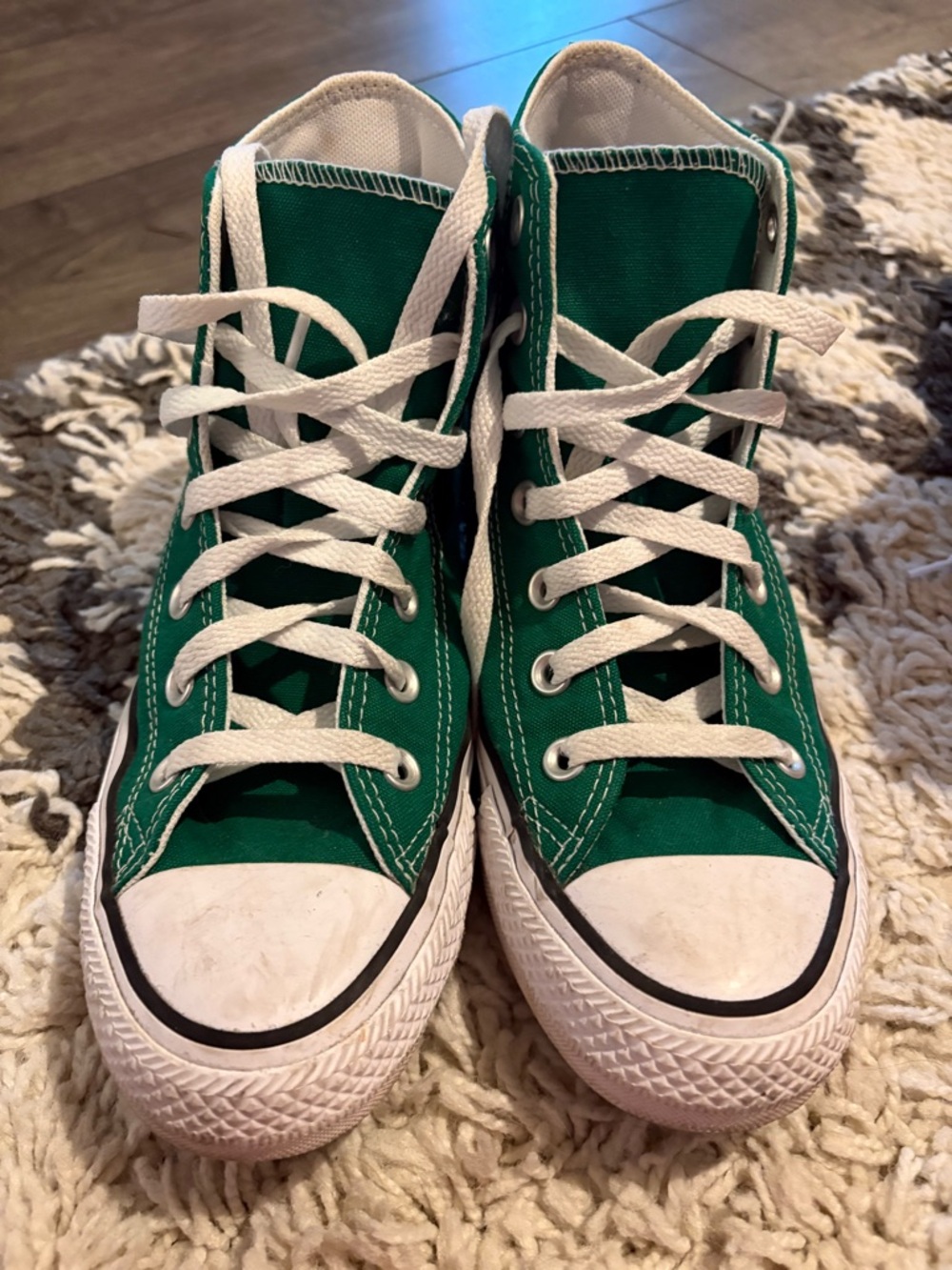 Converse Green High-Top Sneakers with White Laces